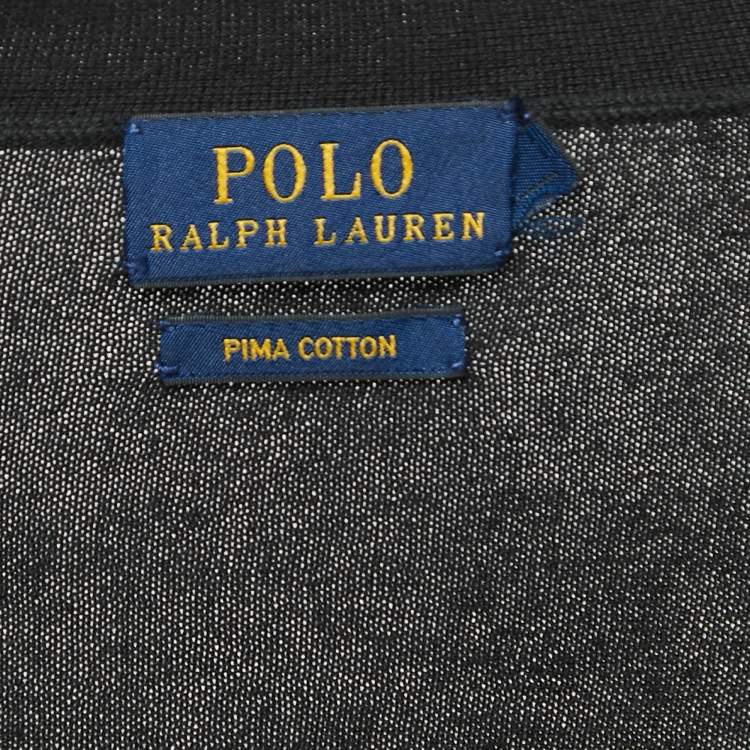 Pre Owned Polo Ralph Lauren Black Cotton Buttoned Cardigan M