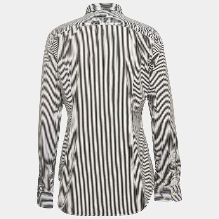 Pre Owned Polo Ralph Lauren Black Striped Cotton Button Front Shirt L