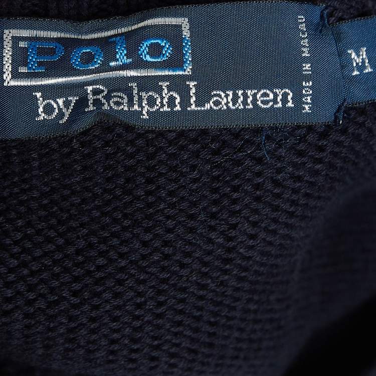 Pre Owned Polo Ralph Lauren Navy Blue Logo Embroidered Cotton Knit Sleeveless Sweater M