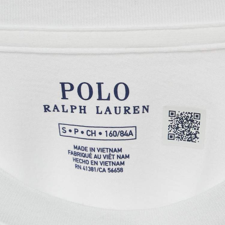 Pre Owned Polo Ralph Lauren White Teddy Print Cotton Half Sleeve T-Shirt S