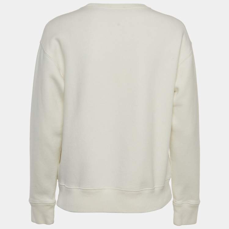 Pre Owned Polo Ralph Lauren White Bear Print Cotton-Blend Sweatshirt M
