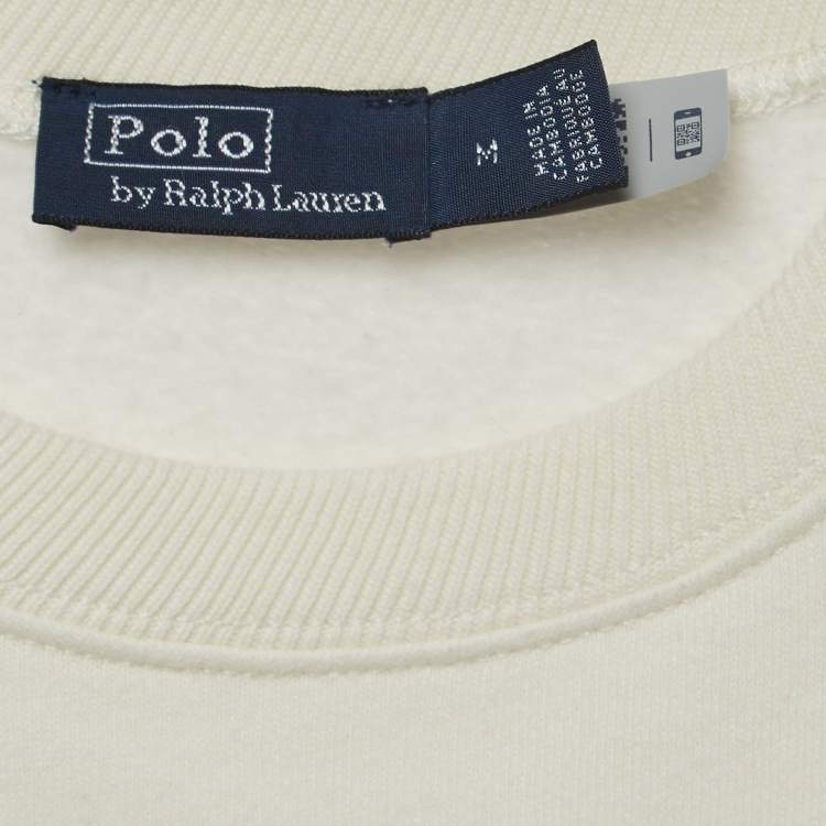 Pre Owned Polo Ralph Lauren White Bear Print Cotton-Blend Sweatshirt M