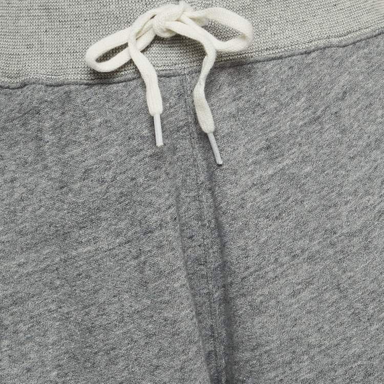 Pre Owned Polo Ralph Lauren Grey Logo Embroidered Fleece Cotton Track Pants M