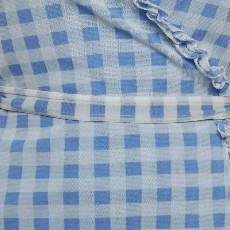 Pre Owned Polo Ralph Lauren Blue Striped Nylon Wrap Top XS
