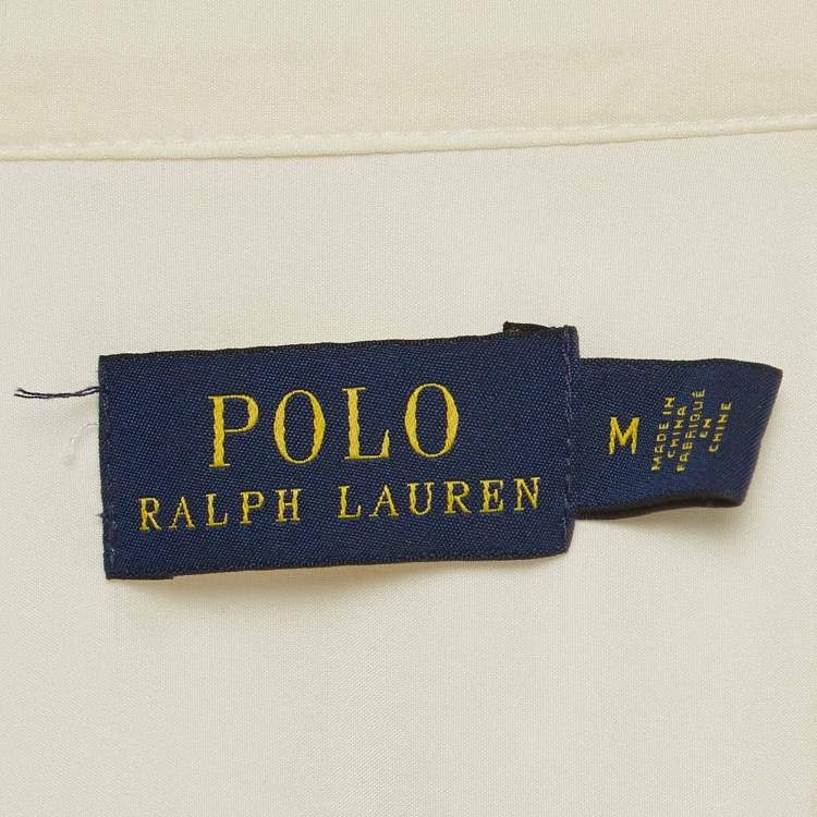 Pre Owned Polo Ralph Lauren Cream Silk and Suede Fringe Shirt Oversized M