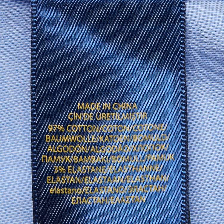 Pre Owned Polo Ralph Lauren Blue Cotton Button Front Belted Dress S