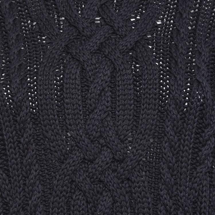 Pre Owned Polo Ralph Lauren Navy Blue Cotton Knit High Neck Sweater XL