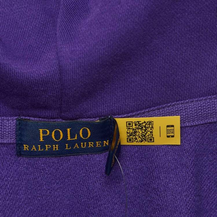 Pre Owned Polo Ralph Lauren Purple Cotton Blend Zip Front Hooded Sweatshirt XS