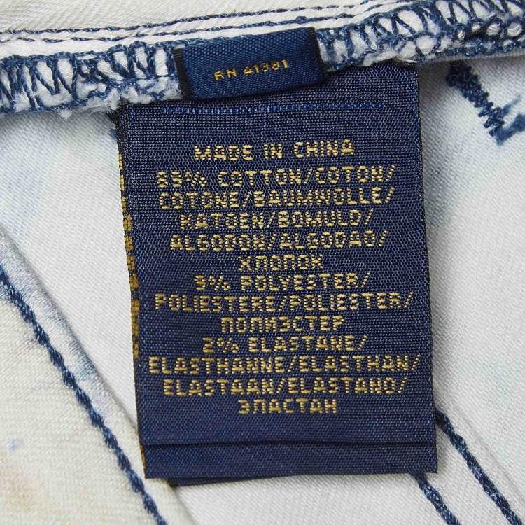Pre Owned Polo Ralph Lauren Blue Floral Print Stretch Denim Jeans S Waist 27"