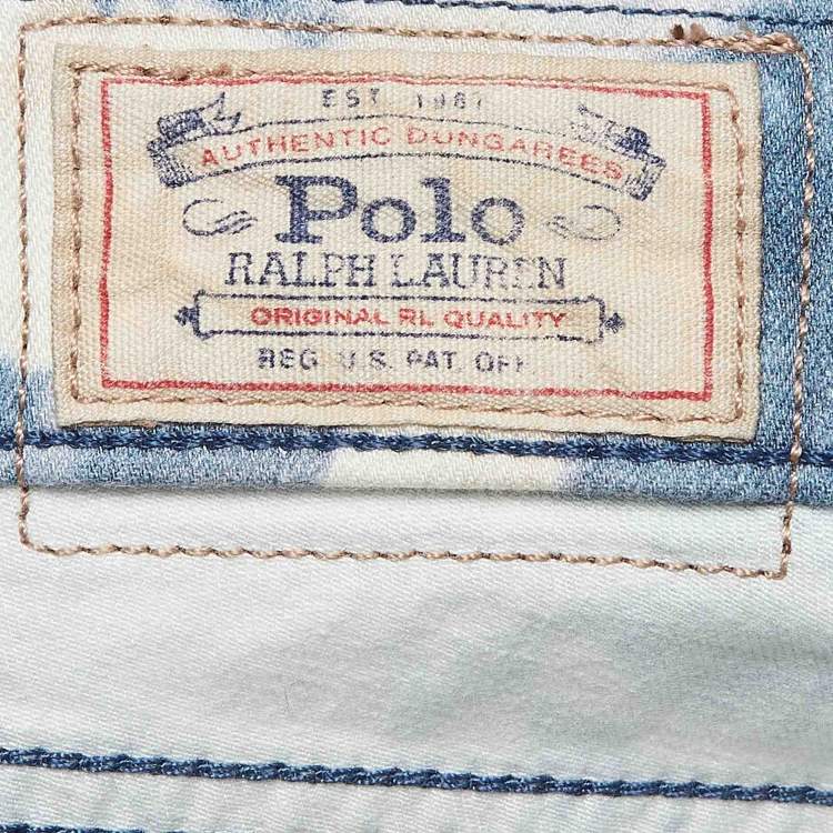 Pre Owned Polo Ralph Lauren Blue Floral Print Stretch Denim Jeans S Waist 27"