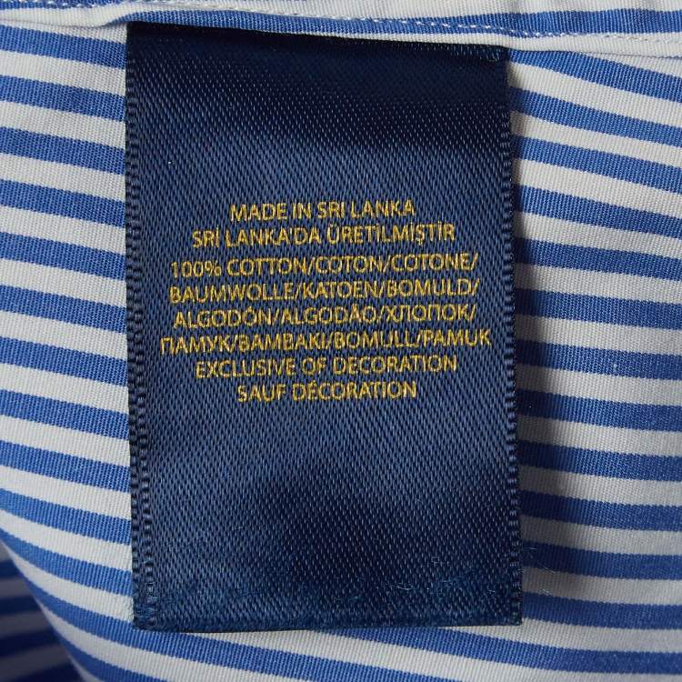 Pre Owned Polo Ralph Lauren Blue Pinstripe Cotton Custom Fit Shirt L 