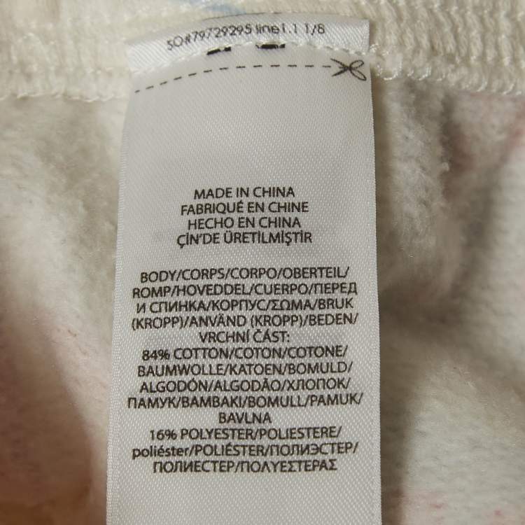 Pre Owned Polo Ralph Lauren White Graphic Print Fleece Athletic Trousers S