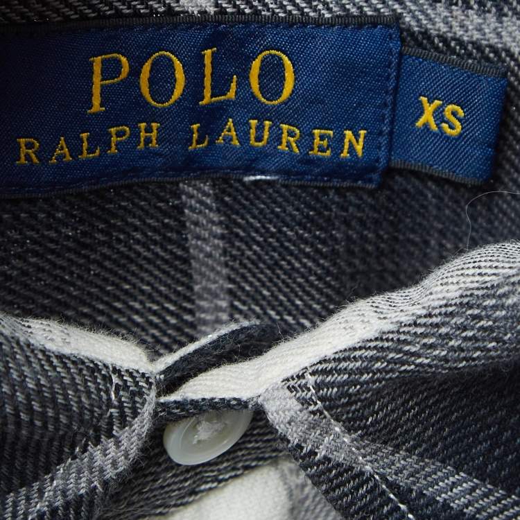 Pre Owned Polo Ralph Lauren Monochrome Tartan Cotton Shirt XS