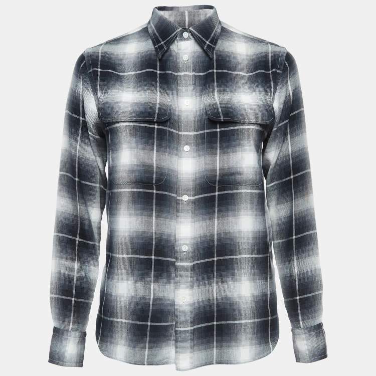 Pre Owned Polo Ralph Lauren Monochrome Tartan Cotton Shirt XS