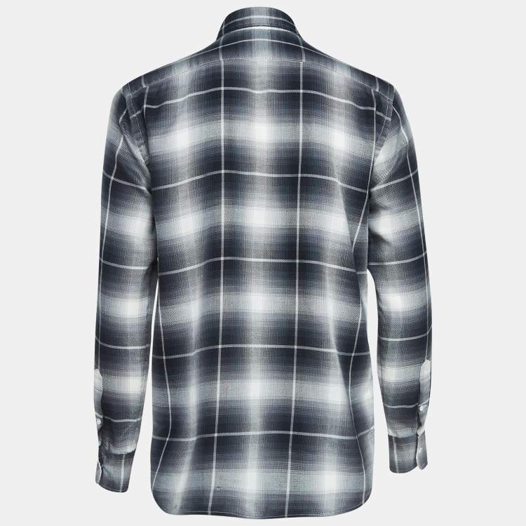 Pre Owned Polo Ralph Lauren Monochrome Tartan Cotton Shirt XS