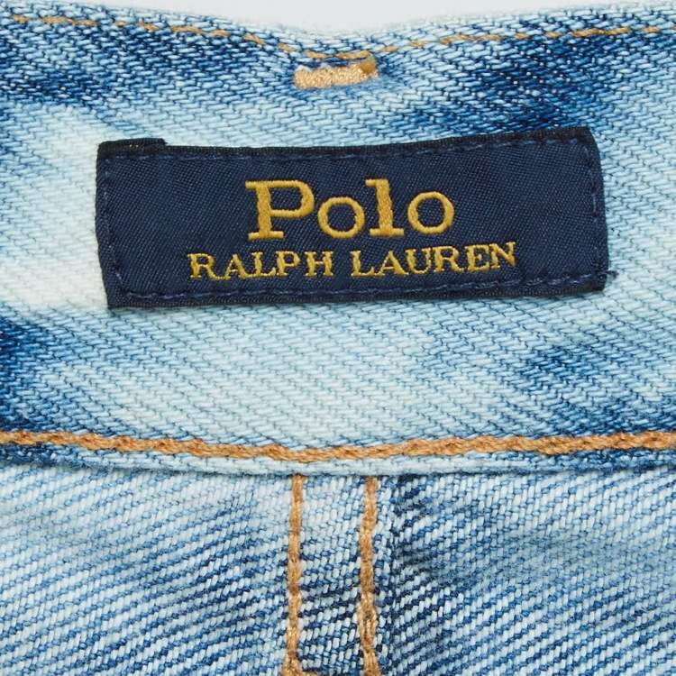 Pre Owned Polo Ralph Lauren Blue Washed Denim Avery Boyfriend Jeans XL Waist 35"