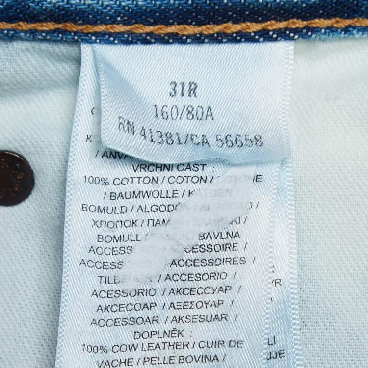 Pre Owned Polo Ralph Lauren Blue Washed Denim Avery Boyfriend Jeans XL Waist 35"