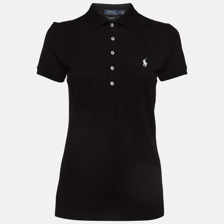 Pre Owned Polo Ralph Lauren Black Cotton Knit Polo Tshirt M