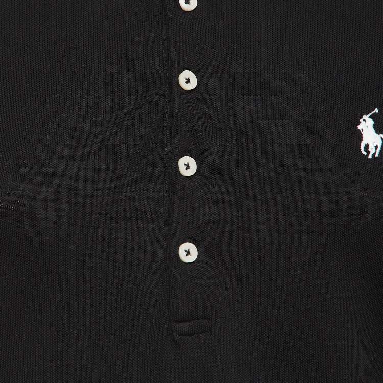 Pre Owned Polo Ralph Lauren Black Cotton Knit Polo Tshirt M