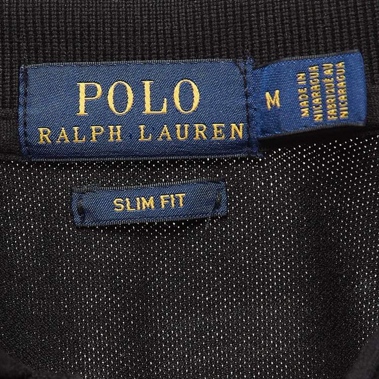 Pre Owned Polo Ralph Lauren Black Cotton Knit Polo Tshirt M