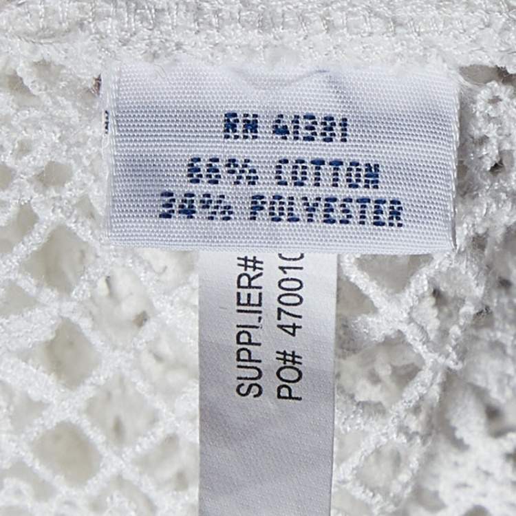 Pre Owned Polo Ralph Lauren White Lace V-Neck Blouse M