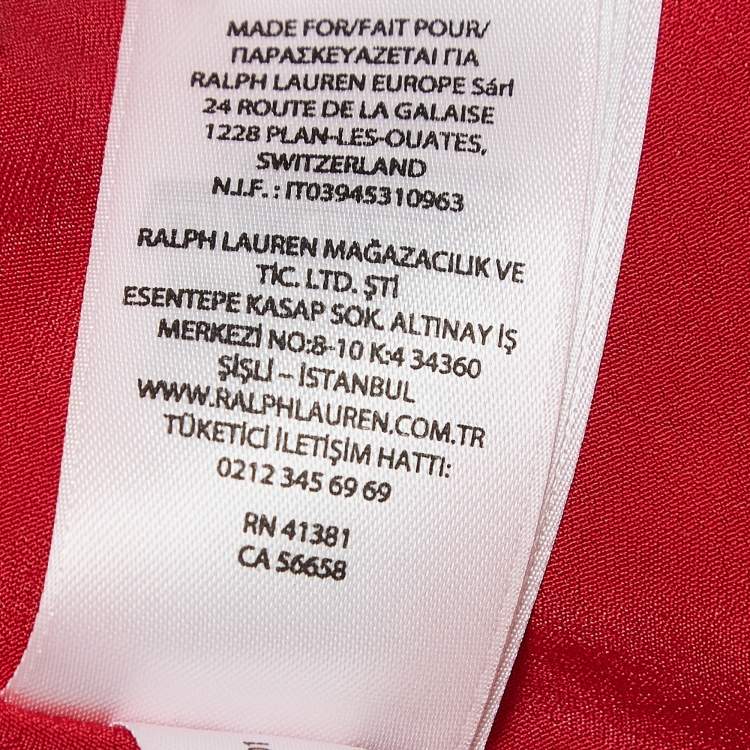 Pre Owned Polo Ralph Lauren Red Chiffon Maxi Wrap Dress L