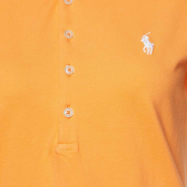 Pre Owned Polo Ralph Lauren Orange Stretch Cotton Slim Fit Polo T-Shirt M
