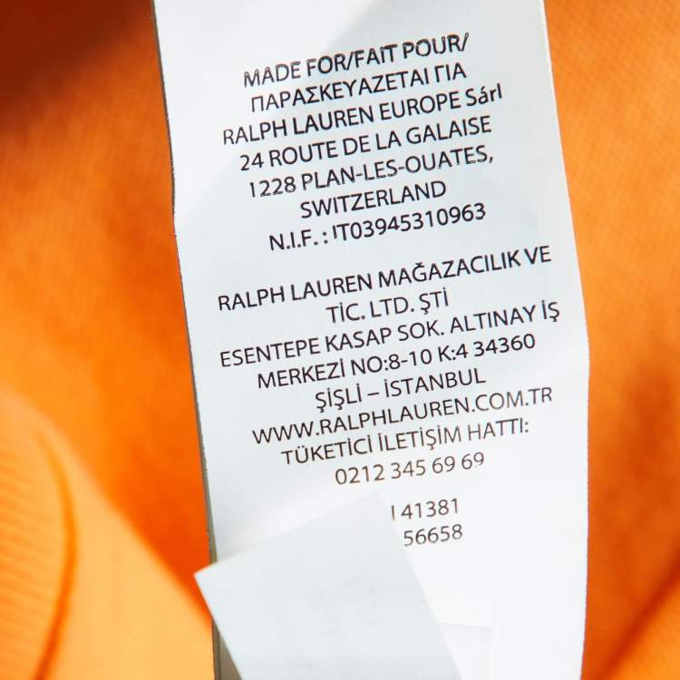 Pre Owned Polo Ralph Lauren Orange Stretch Cotton Slim Fit Polo T-Shirt M