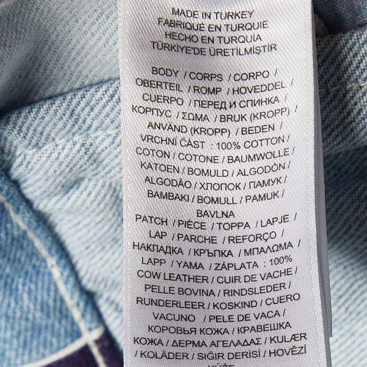 Pre Owned Polo Ralph Lauren Blue Patchwork Denim Trucker Jacket L