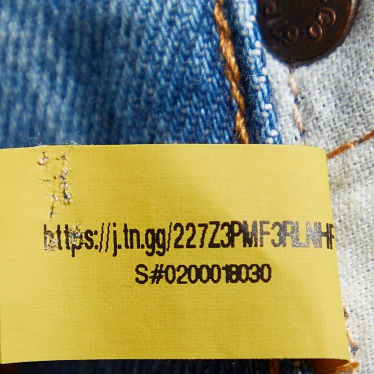 Pre Owned Polo Ralph Lauren Blue Patchwork Denim Avery Boyfriend Jeans S/Waist 32"