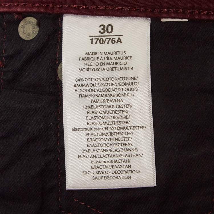 Pre Owned Polo Ralph Lauren Burgundy Cotton Skinny Pants L