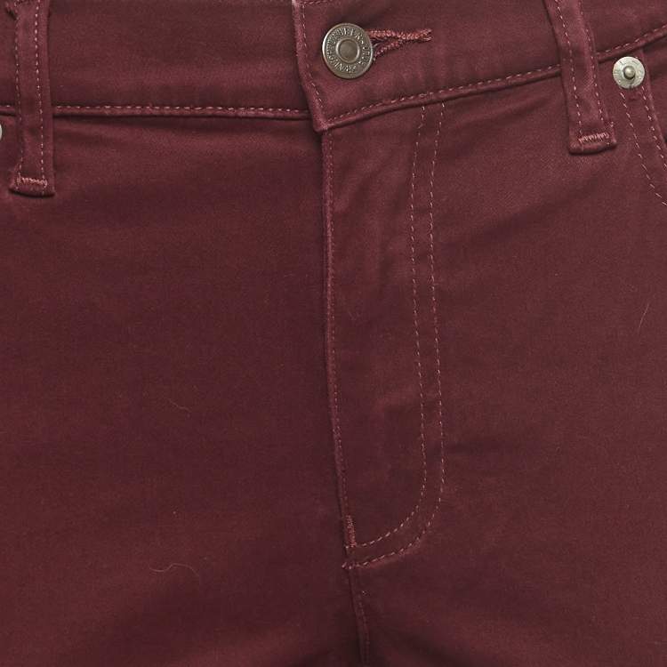 Pre Owned Polo Ralph Lauren Burgundy Cotton Skinny Pants L