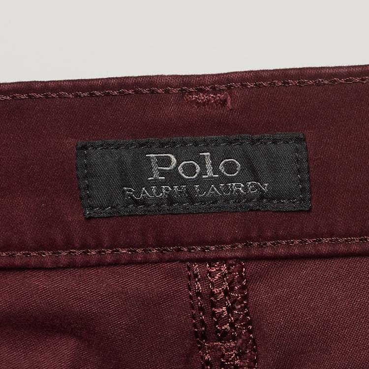 Pre Owned Polo Ralph Lauren Burgundy Cotton Skinny Pants L