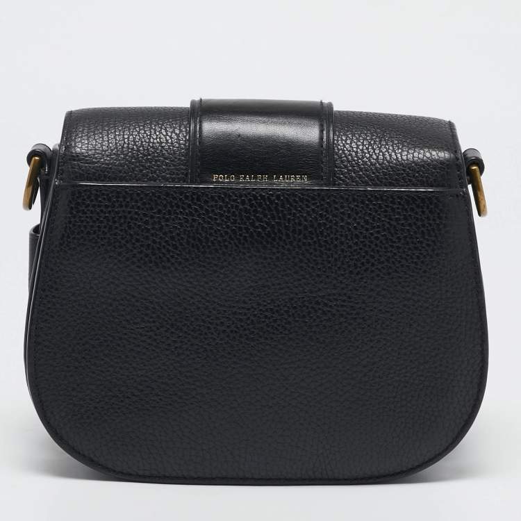 Pre Owned Polo Ralph Lauren Black Leather Lennox Crossbody Bag