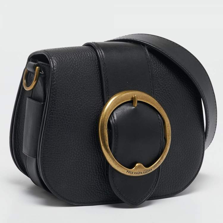 Pre Owned Polo Ralph Lauren Black Leather Lennox Crossbody Bag