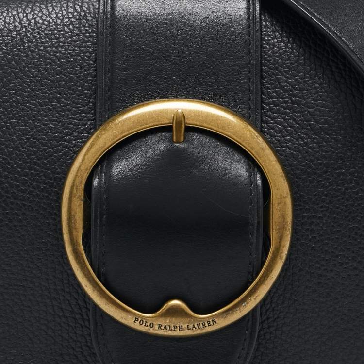 Pre Owned Polo Ralph Lauren Black Leather Lennox Crossbody Bag
