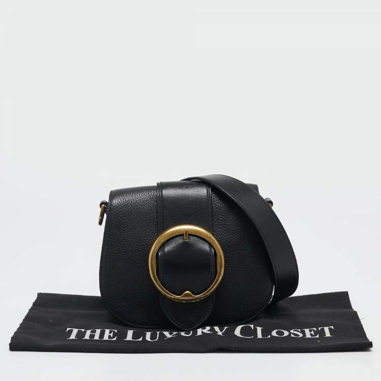 Pre Owned Polo Ralph Lauren Black Leather Lennox Crossbody Bag