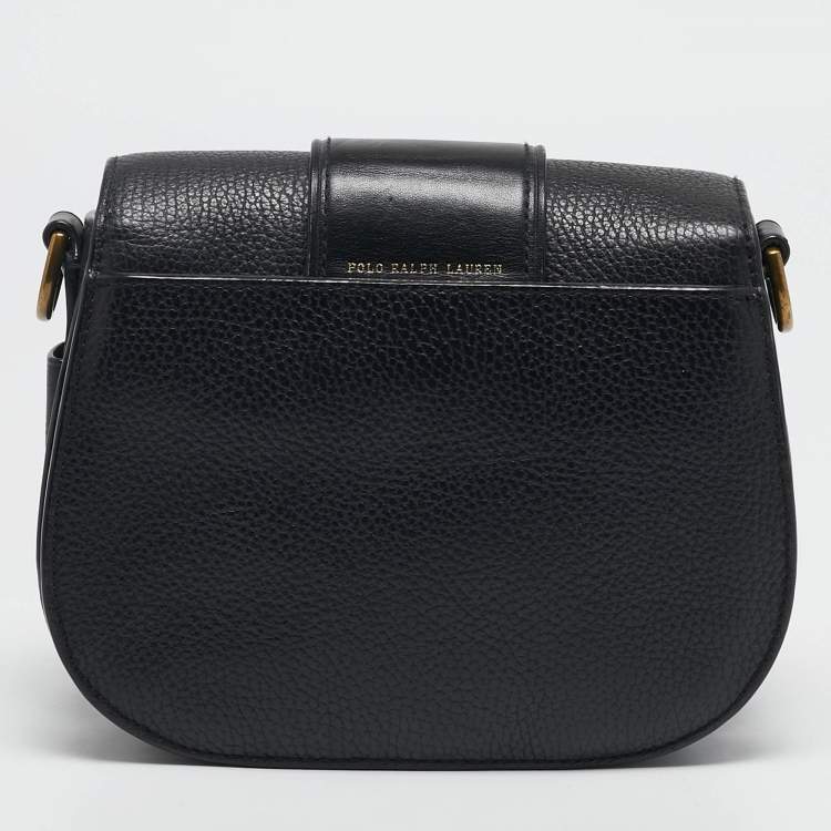 Pre Owned Polo Ralph Lauren Black Leather Lennox Crossbody Bag
