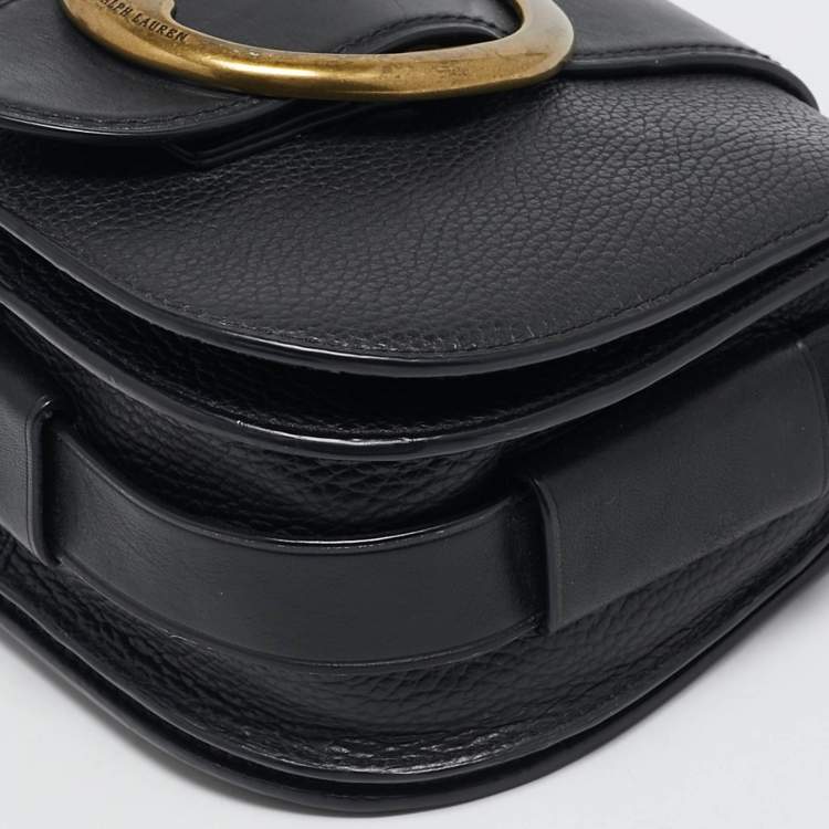 Pre Owned Polo Ralph Lauren Black Leather Lennox Crossbody Bag