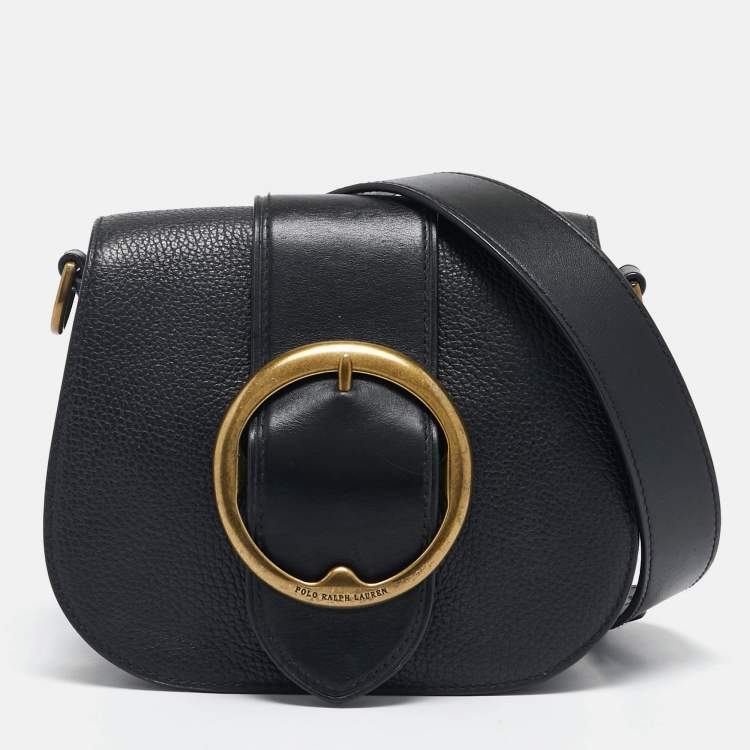 Pre Owned Polo Ralph Lauren Black Leather Lennox Crossbody Bag