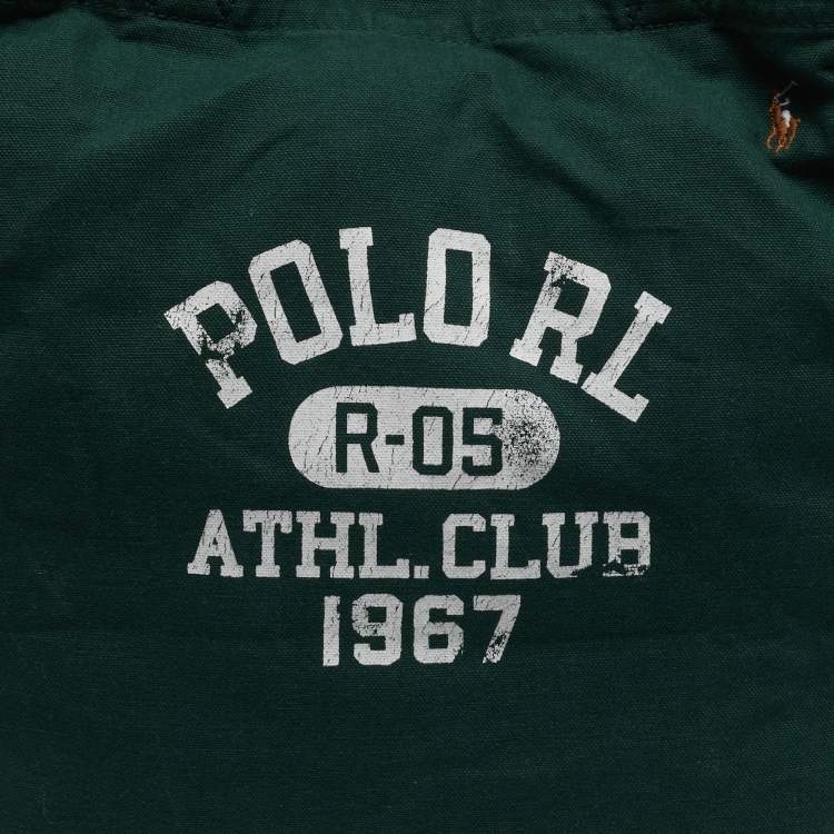 Pre Owned Polo Ralph Lauren Green Canvas Logo Print Tote