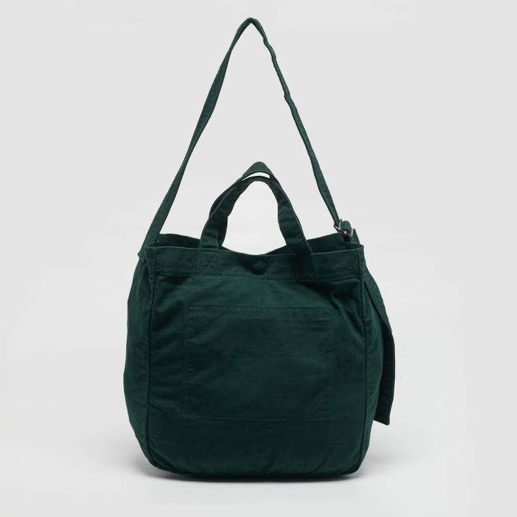 Pre Owned Polo Ralph Lauren Green Canvas Logo Print Tote