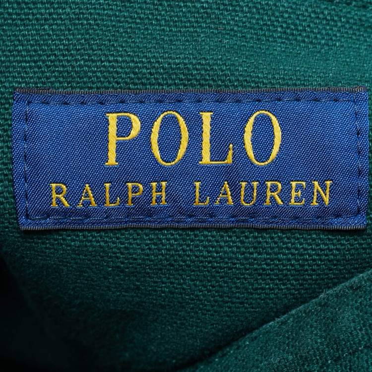Pre Owned Polo Ralph Lauren Green Canvas Logo Print Tote