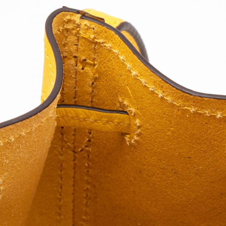Pre Owned Polo Ralph Lauren Yellow Leather Drawstring Bucket Bag