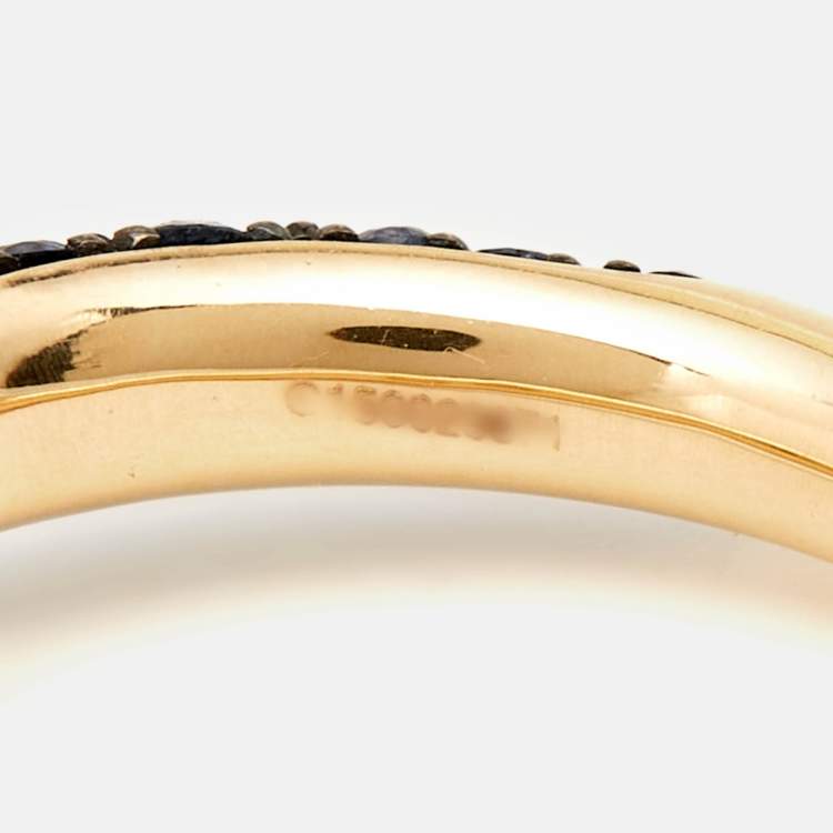 Pre Owned Pomellato M'ama Non M'ama Moonstone Sapphire 18k Rose Gold Ring Size 52
