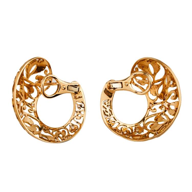 Pre Owned Pomellato Arabesque Matt finish 18K Rose Gold Stud Earrings  