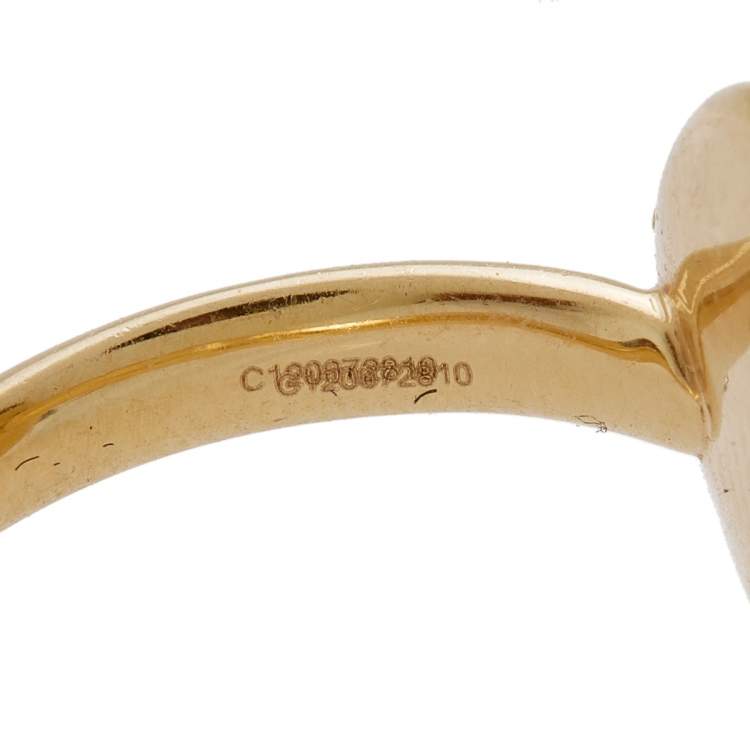 Pre Owned Pomellato Sabbia Brown Diamond 18k Yellow Gold Cocktail Ring Size 50
