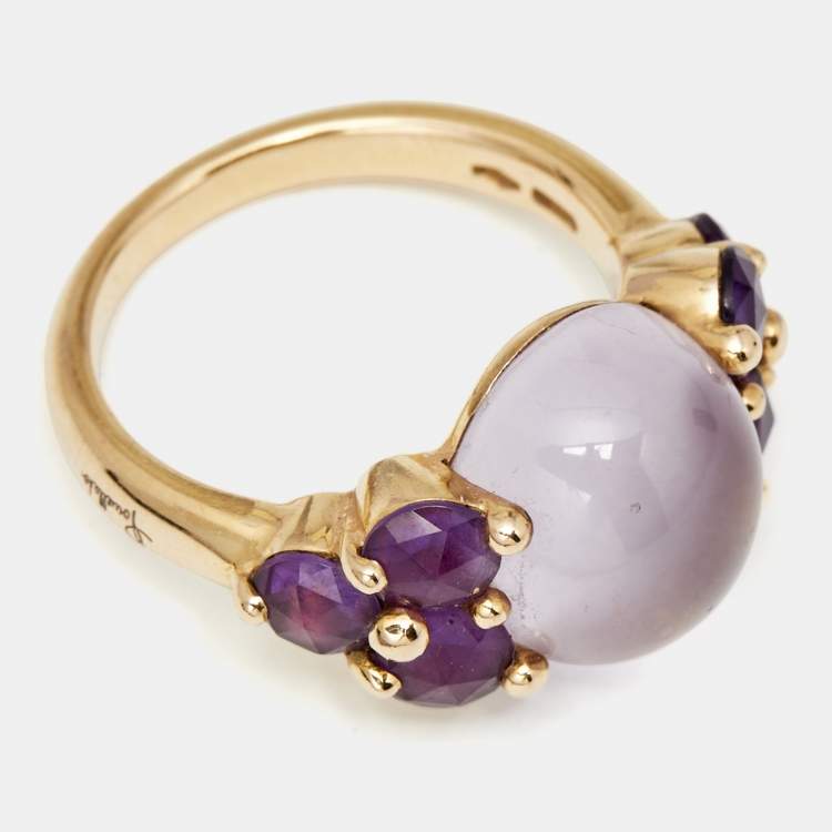 Pre Owned Pomellato Luna Amethyst 18K Rose Gold Ring Size 54