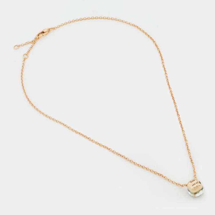 Pre Owned Pomellato Nudo Parsiolite 18k Rose Gold Necklace