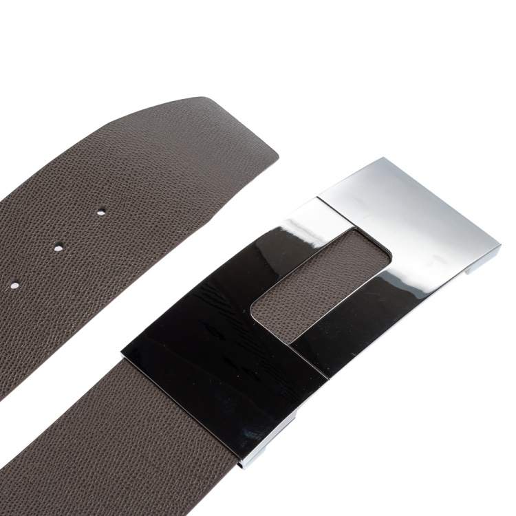 Pre Owned Porsche Design Pale Mauve Grain Leather Silver Logo Waist Belt 95CM